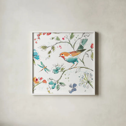 Soft Season IV White by Daphne Brissonnet. Shown in a crisp white glass frame for a clean and minimalist style. Available as an archival giclee rolled canvas, fine art paper, or poster print. SKU 35014a.