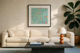 Soft Season VI by Daphne Brissonnet. Displayed in a glass frame with matte in a clean modern living room. Available as an archival giclee rolled canvas, fine art paper, or poster print. SKU 35010a.