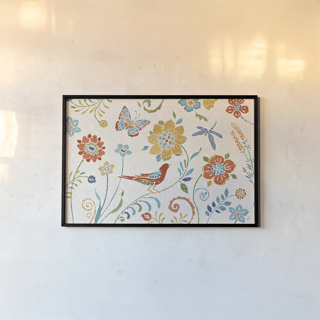 Spanish Impressions I by Daphne Brissonnet. shown as a paper print in a black flame. Available as a archival giclee rolled canvas, fine art paper, or poster print. SKU 27342i.