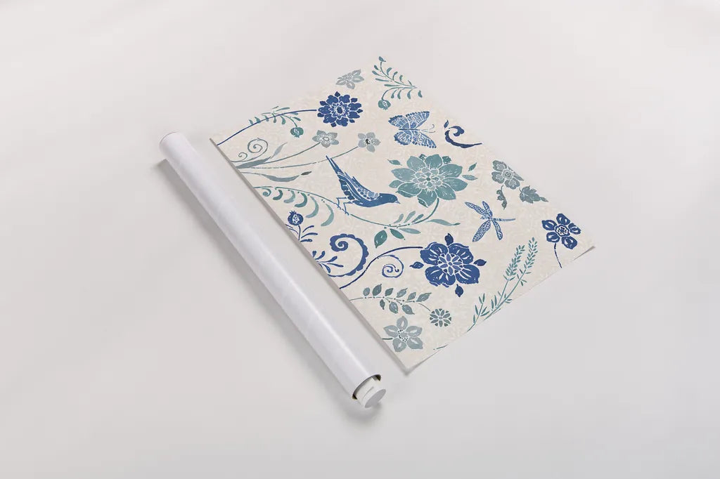 Spanish Impressions I Blue by Daphne Brissonnet. shown as a rolled paper print. Available as archival giclee rolled canvas, fine art paper, or poster print. SKU 77797i.