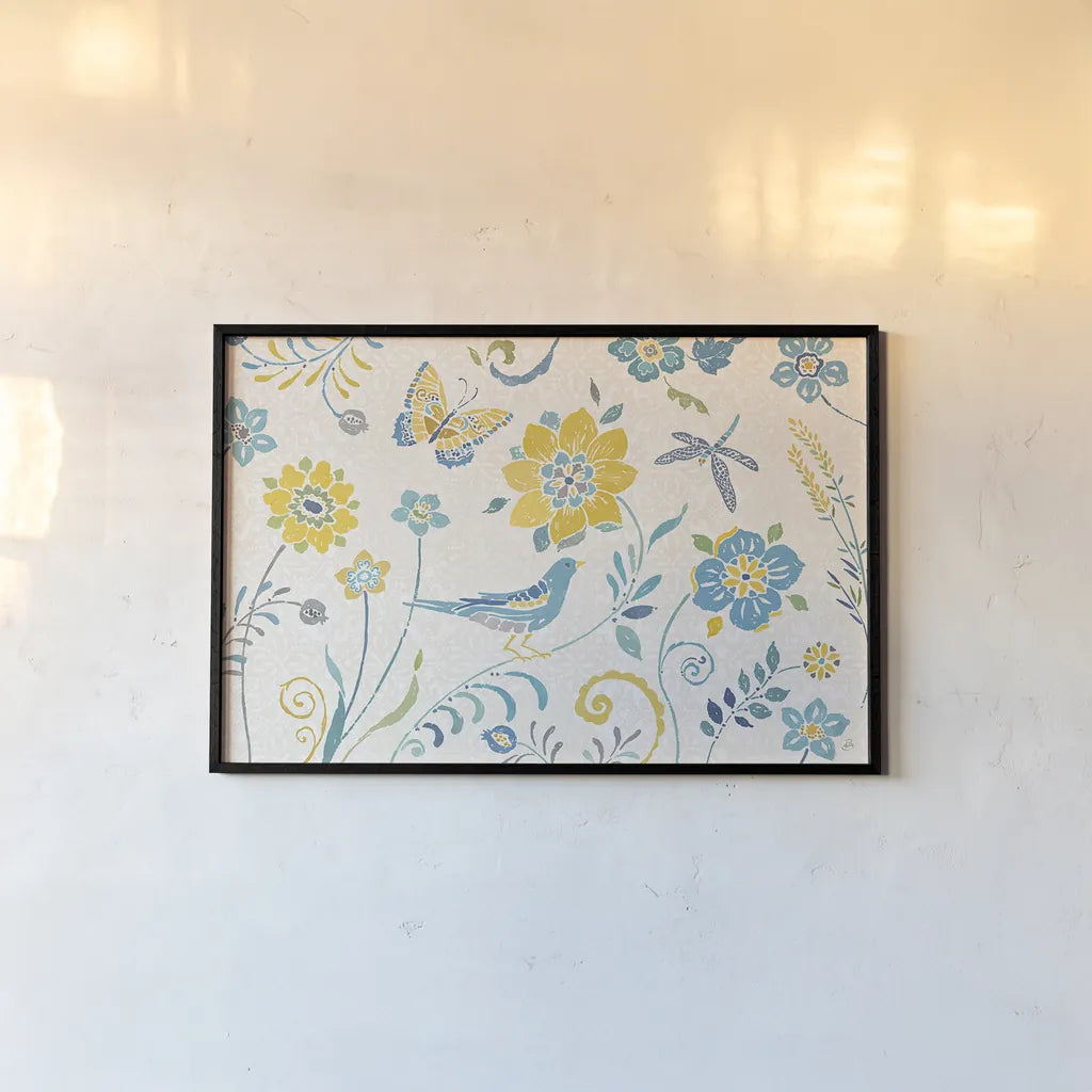 Spanish Impressions I Spring by Daphne Brissonnet. shown as a paper print in a black flame. Available as a archival giclee rolled canvas, fine art paper, or poster print. SKU 77799i.