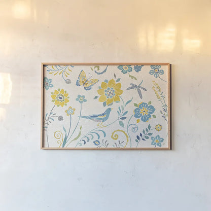 Spanish Impressions I Spring by Daphne Brissonnet. shown as a paper print in a natural frame. Available as a archival giclee rolled canvas, fine art paper, or poster print. SKU 77799i.