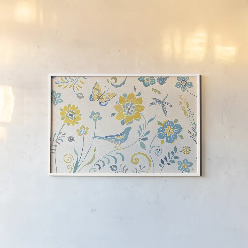 Spanish Impressions I Spring by Daphne Brissonnet. shown as a paper print in a white frame. Available as a archival giclee rolled canvas, fine art paper, or poster print. SKU 77799i.