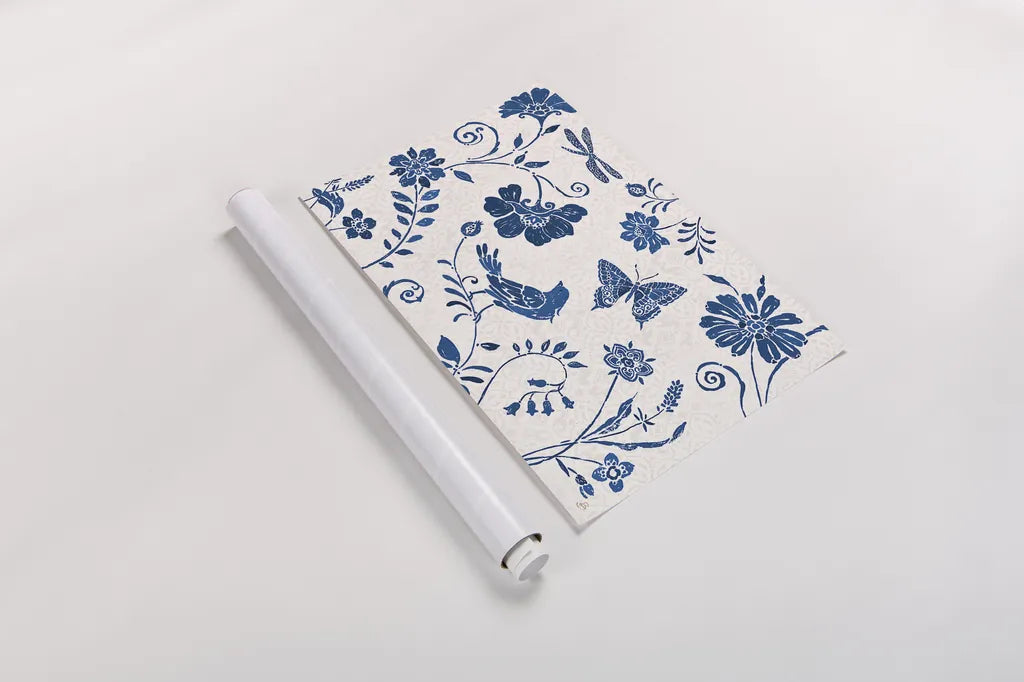 Spanish Impressions II Blue by Daphne Brissonnet. shown as a rolled paper print. Available as archival giclee rolled canvas, fine art paper, or poster print. SKU 53489i.