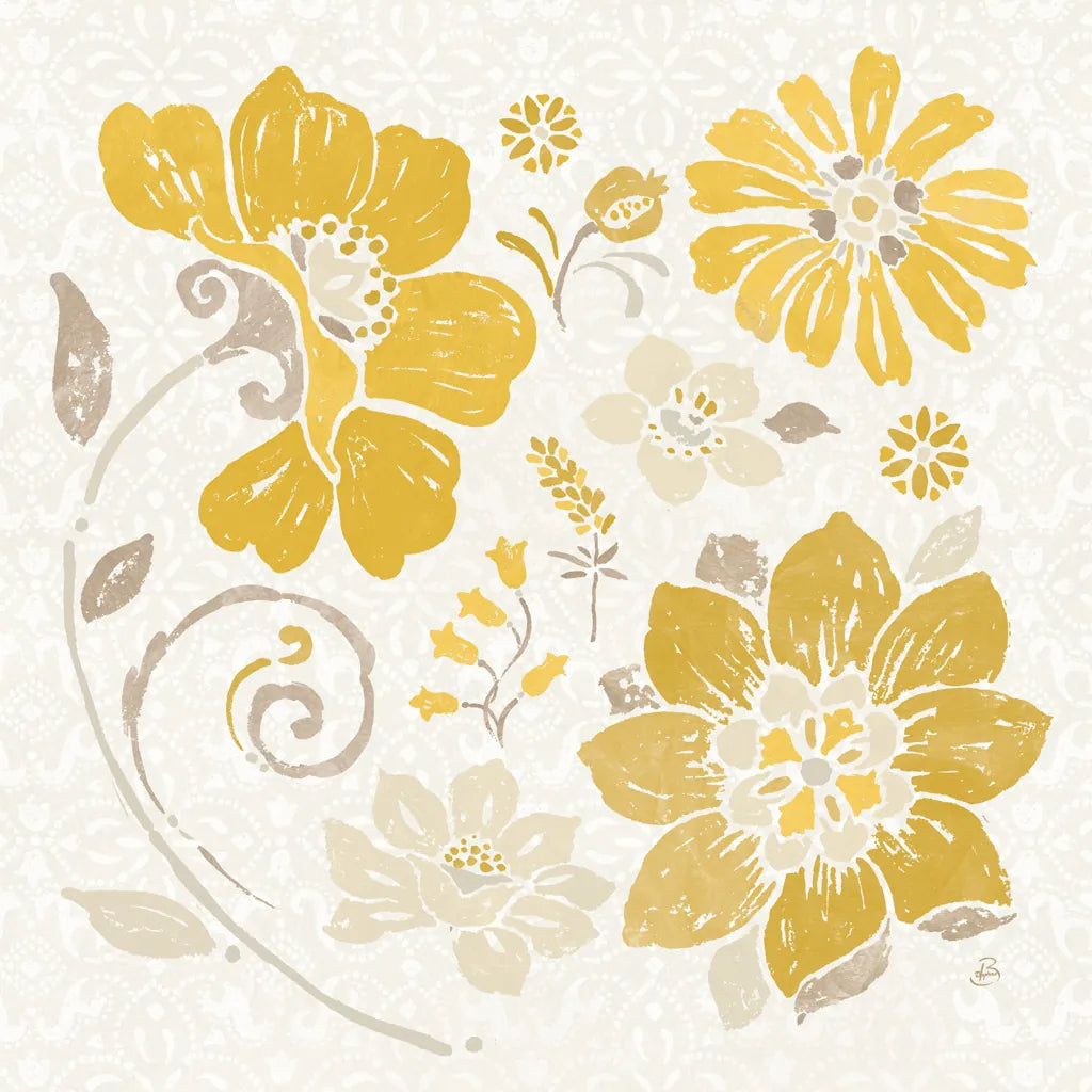 Spanish Impressions III Yellow by Daphne Brissonnet. SKU 75699a. Archival Giclee Fine art print for wall decor.