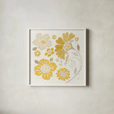 Spanish Impressions IV Yellow by Daphne Brissonnet. Shown in a crisp white glass frame for a clean and minimalist style. Available as an archival giclee rolled canvas, fine art paper, or poster print. SKU 75700a.