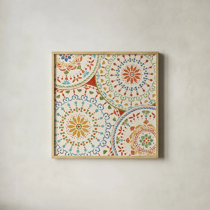 Spanish Impressions V by Daphne Brissonnet. Shown in a natural wood glass frame for a timeless modern aesthetic. Available as an archival giclee rolled canvas, fine art paper, or poster print. SKU 27346a.