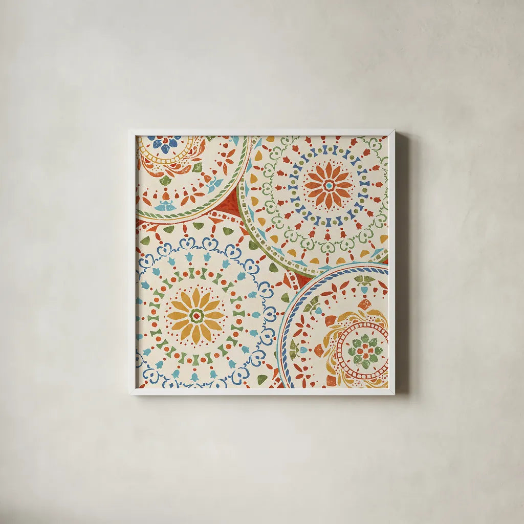 Spanish Impressions V by Daphne Brissonnet. Shown in a crisp white glass frame for a clean and minimalist style. Available as an archival giclee rolled canvas, fine art paper, or poster print. SKU 27346a.