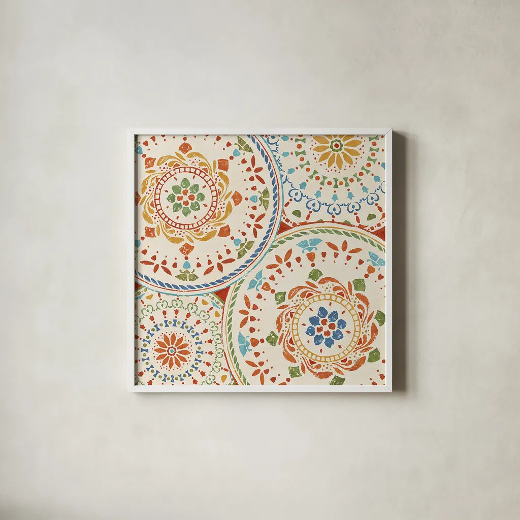 Spanish Impressions VI by Daphne Brissonnet. Shown in a crisp white glass frame for a clean and minimalist style. Available as an archival giclee rolled canvas, fine art paper, or poster print. SKU 27347a.