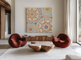 Spanish Impressions VI by Daphne Brissonnet. Shown as extra-large giant wall art in a modern living room. Available as an archival giclee rolled canvas, fine art paper, or poster print. SKU 27347a.