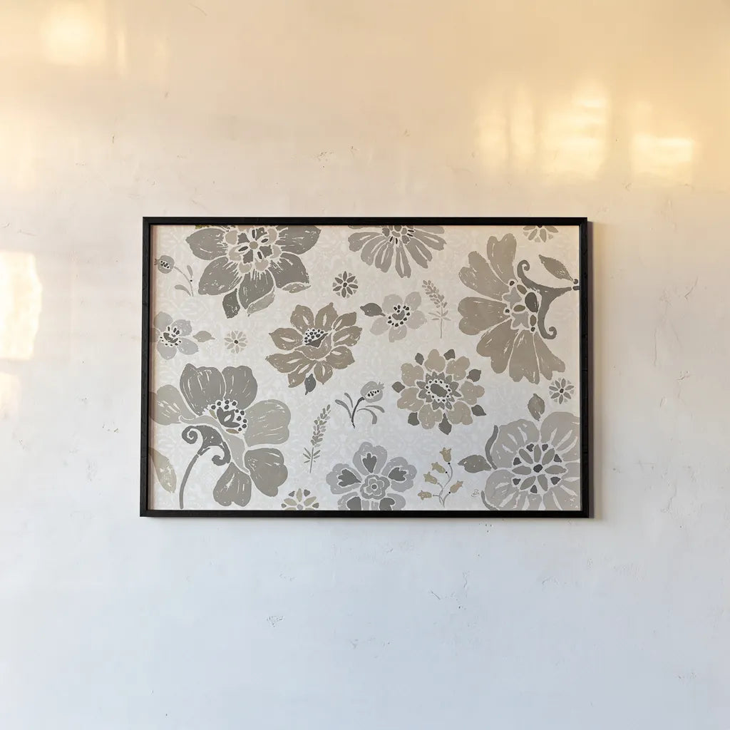 Spanish Impressions VII Neutral by Daphne Brissonnet. shown as a paper print in a black flame. Available as a archival giclee rolled canvas, fine art paper, or poster print. SKU 77801i.