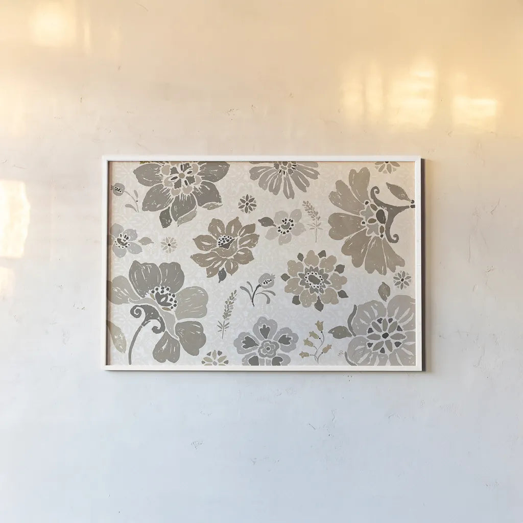 Spanish Impressions VII Neutral by Daphne Brissonnet. shown as a paper print in a white frame. Available as a archival giclee rolled canvas, fine art paper, or poster print. SKU 77801i.