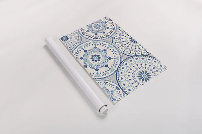 Spanish Impressions VIII Blue by Daphne Brissonnet. shown as a rolled paper print. Available as archival giclee rolled canvas, fine art paper, or poster print. SKU 77803i.