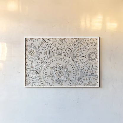 Spanish Impressions VIII Neutral by Daphne Brissonnet. shown as a paper print in a white frame. Available as a archival giclee rolled canvas, fine art paper, or poster print. SKU 77804i.