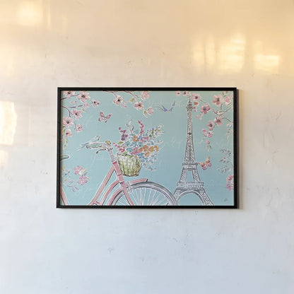 Sparrow Spring I by Daphne Brissonnet. shown as a paper print in a black flame. Available as a archival giclee rolled canvas, fine art paper, or poster print. SKU 37655i.