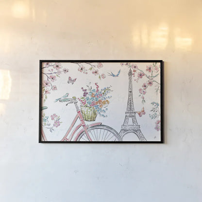 Sparrow Spring I Light by Daphne Brissonnet. shown as a paper print in a black flame. Available as a archival giclee rolled canvas, fine art paper, or poster print. SKU 37664i.