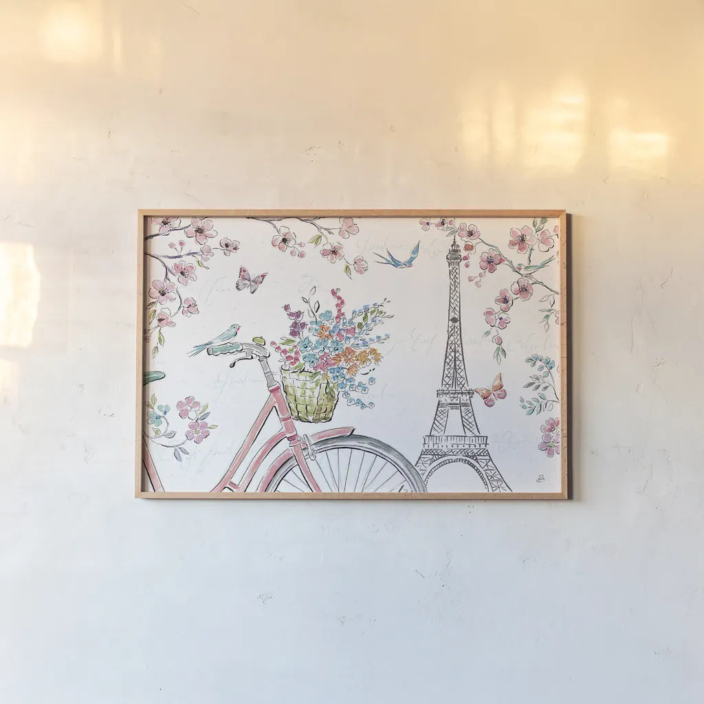 Sparrow Spring I Light by Daphne Brissonnet. shown as a paper print in a natural frame. Available as a archival giclee rolled canvas, fine art paper, or poster print. SKU 37664i.