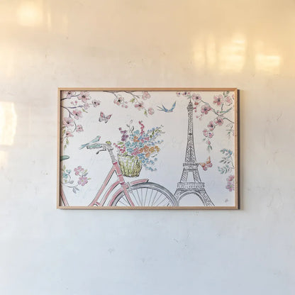 Sparrow Spring I Light by Daphne Brissonnet. shown as a paper print in a natural frame. Available as a archival giclee rolled canvas, fine art paper, or poster print. SKU 37664i.