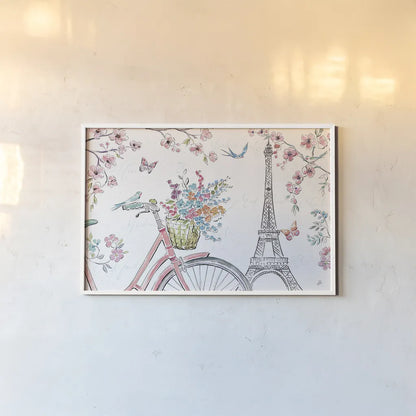 Sparrow Spring I Light by Daphne Brissonnet. shown as a paper print in a white frame. Available as a archival giclee rolled canvas, fine art paper, or poster print. SKU 37664i.