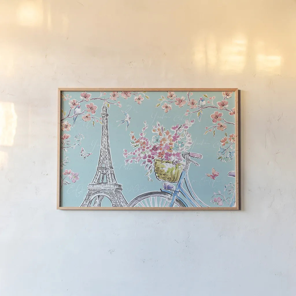 Sparrow Spring II by Daphne Brissonnet. shown as a paper print in a natural frame. Available as a archival giclee rolled canvas, fine art paper, or poster print. SKU 37656i.