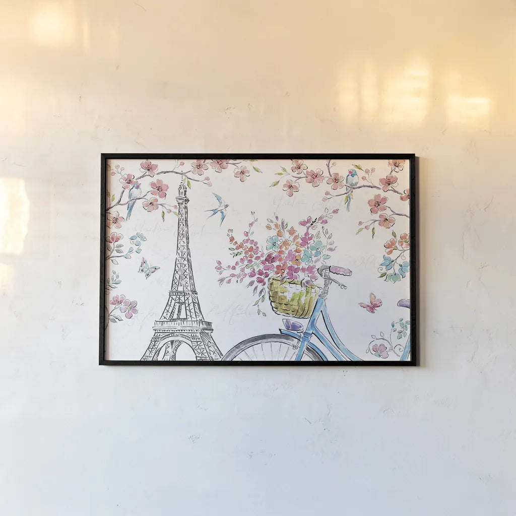 Sparrow Spring II Light by Daphne Brissonnet. shown as a paper print in a black flame. Available as a archival giclee rolled canvas, fine art paper, or poster print. SKU 37665i.