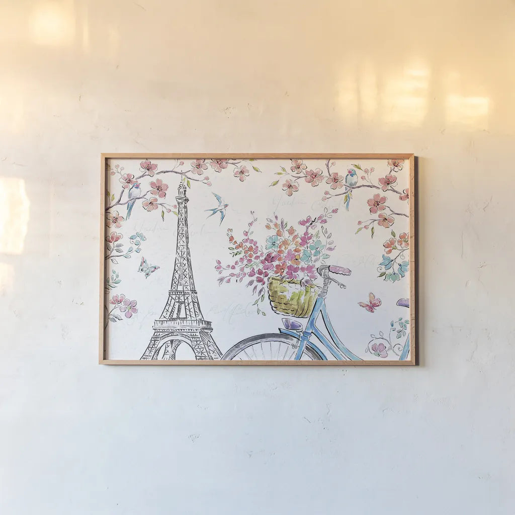 Sparrow Spring II Light by Daphne Brissonnet. shown as a paper print in a natural frame. Available as a archival giclee rolled canvas, fine art paper, or poster print. SKU 37665i.