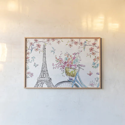 Sparrow Spring II Light by Daphne Brissonnet. shown as a paper print in a natural frame. Available as a archival giclee rolled canvas, fine art paper, or poster print. SKU 37665i.