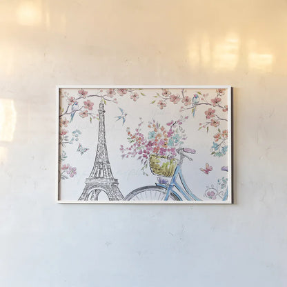 Sparrow Spring II Light by Daphne Brissonnet. shown as a paper print in a white frame. Available as a archival giclee rolled canvas, fine art paper, or poster print. SKU 37665i.