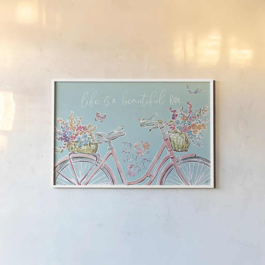 Sparrow Spring III by Daphne Brissonnet. shown as a paper print in a white frame. Available as a archival giclee rolled canvas, fine art paper, or poster print. SKU 37657i.