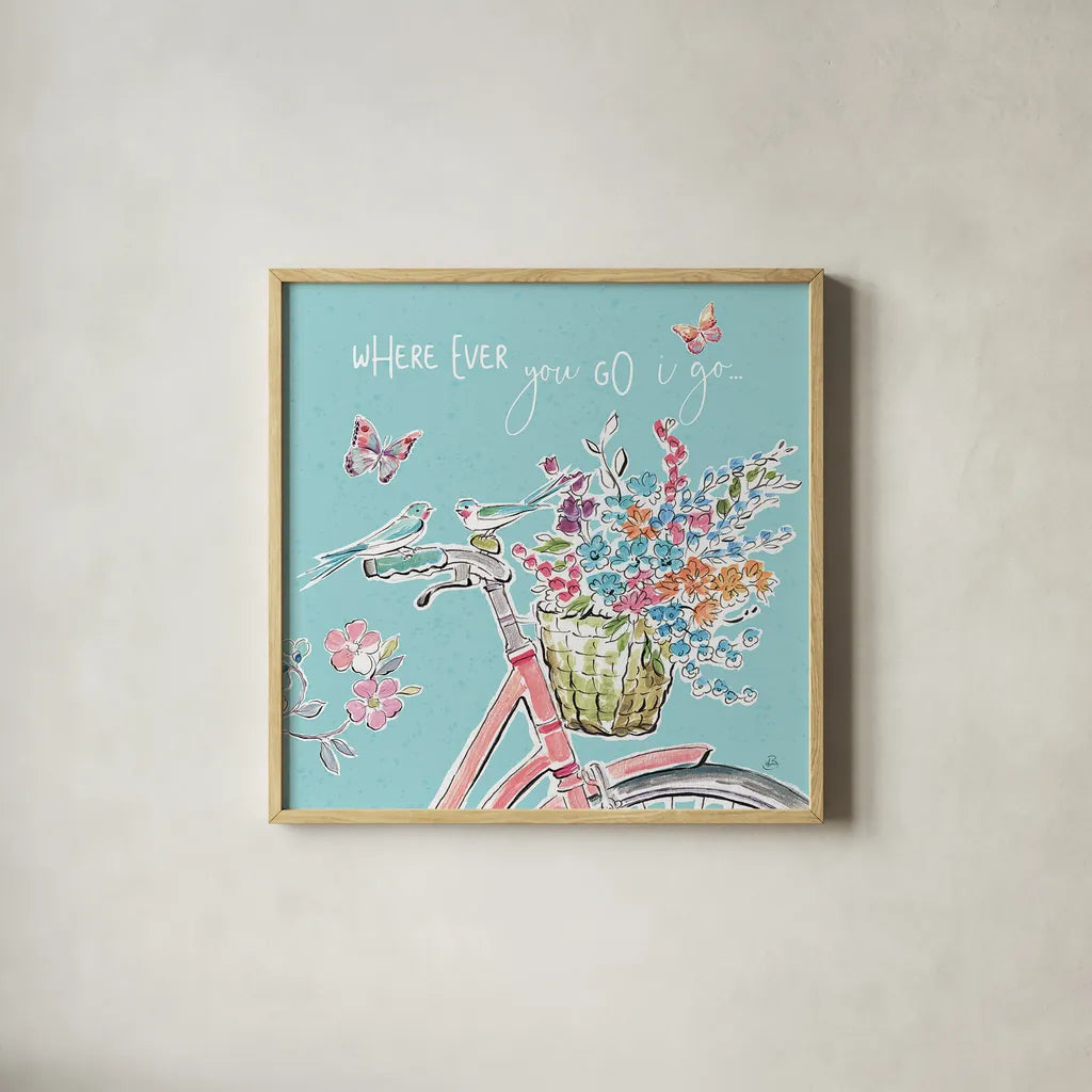 Sparrow Spring IV by Daphne Brissonnet. Shown in a natural wood glass frame for a timeless modern aesthetic. Available as an archival giclee rolled canvas, fine art paper, or poster print. SKU 37658a.