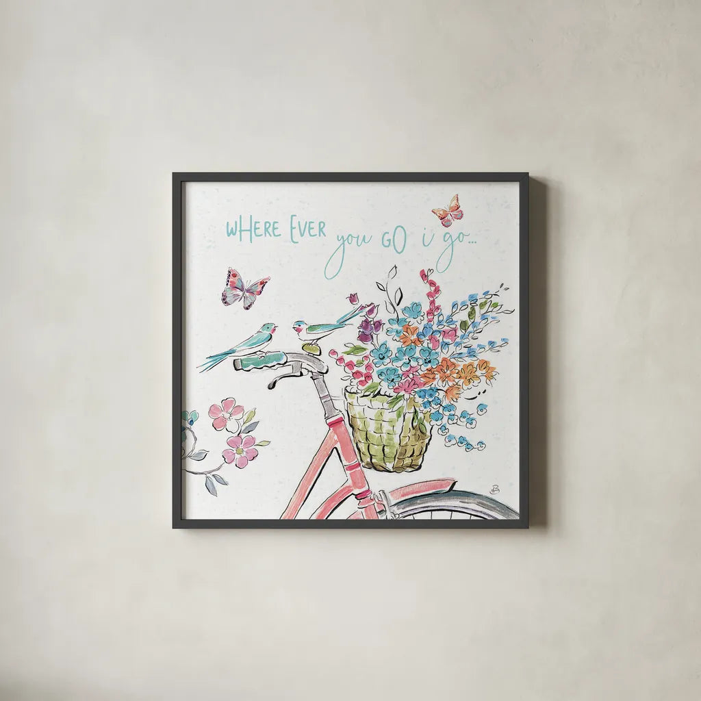 Sparrow Spring IV Light by Daphne Brissonnet. Shown in a sleek black glass frame for a contemporary gallery look. Available as an archival giclee rolled canvas, fine art paper, or poster print. SKU 37667a.