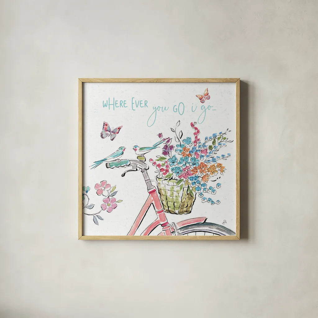 Sparrow Spring IV Light by Daphne Brissonnet. Shown in a natural wood glass frame for a timeless modern aesthetic. Available as an archival giclee rolled canvas, fine art paper, or poster print. SKU 37667a.