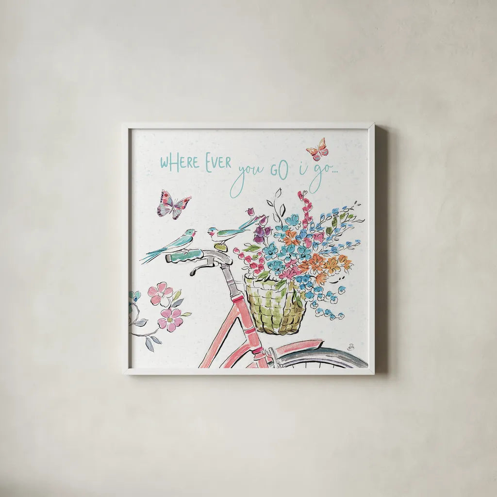 Sparrow Spring IV Light by Daphne Brissonnet. Shown in a crisp white glass frame for a clean and minimalist style. Available as an archival giclee rolled canvas, fine art paper, or poster print. SKU 37667a.