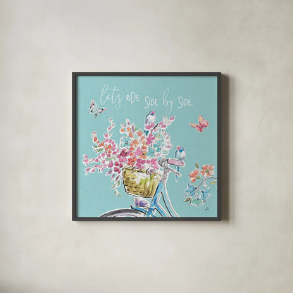 Sparrow Spring V by Daphne Brissonnet. Shown in a sleek black glass frame for a contemporary gallery look. Available as an archival giclee rolled canvas, fine art paper, or poster print. SKU 37659a.