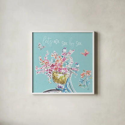 Sparrow Spring V by Daphne Brissonnet. Shown in a crisp white glass frame for a clean and minimalist style. Available as an archival giclee rolled canvas, fine art paper, or poster print. SKU 37659a.