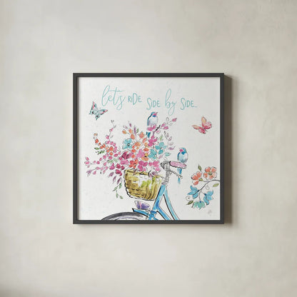 Sparrow Spring V Light by Daphne Brissonnet. Shown in a sleek black glass frame for a contemporary gallery look. Available as an archival giclee rolled canvas, fine art paper, or poster print. SKU 37668a.