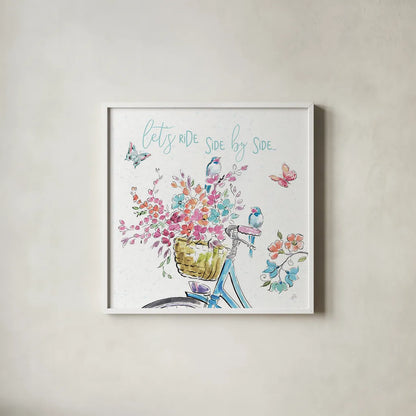 Sparrow Spring V Light by Daphne Brissonnet. Shown in a crisp white glass frame for a clean and minimalist style. Available as an archival giclee rolled canvas, fine art paper, or poster print. SKU 37668a.