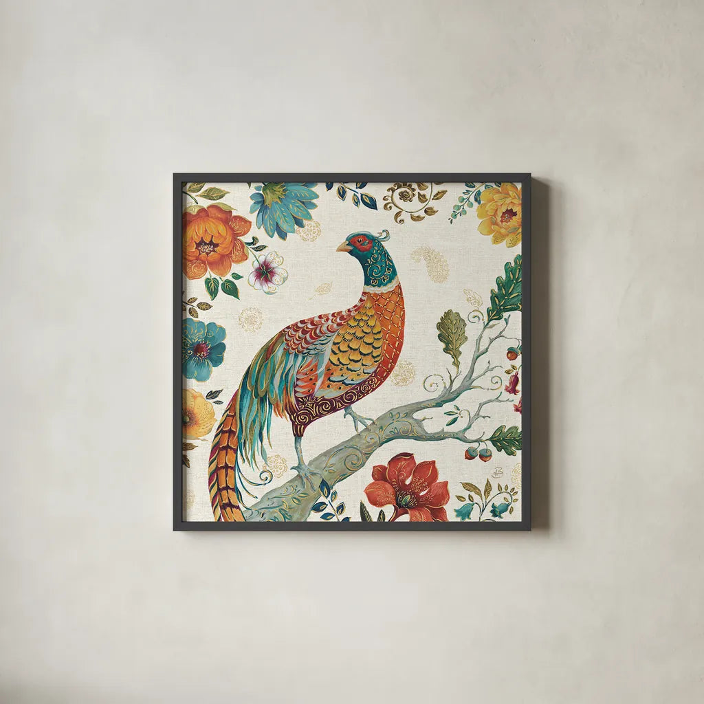 Spice Season III by Daphne Brissonnet. Shown in a sleek black glass frame for a contemporary gallery look. Available as an archival giclee rolled canvas, fine art paper, or poster print. SKU 32234a.