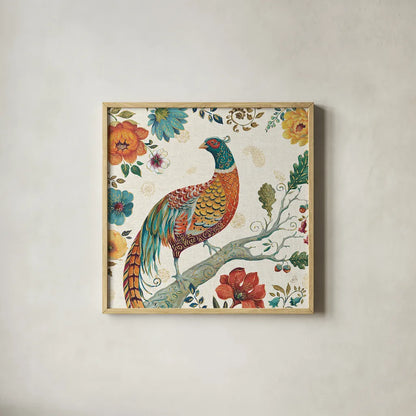 Spice Season III by Daphne Brissonnet. Shown in a natural wood glass frame for a timeless modern aesthetic. Available as an archival giclee rolled canvas, fine art paper, or poster print. SKU 32234a.