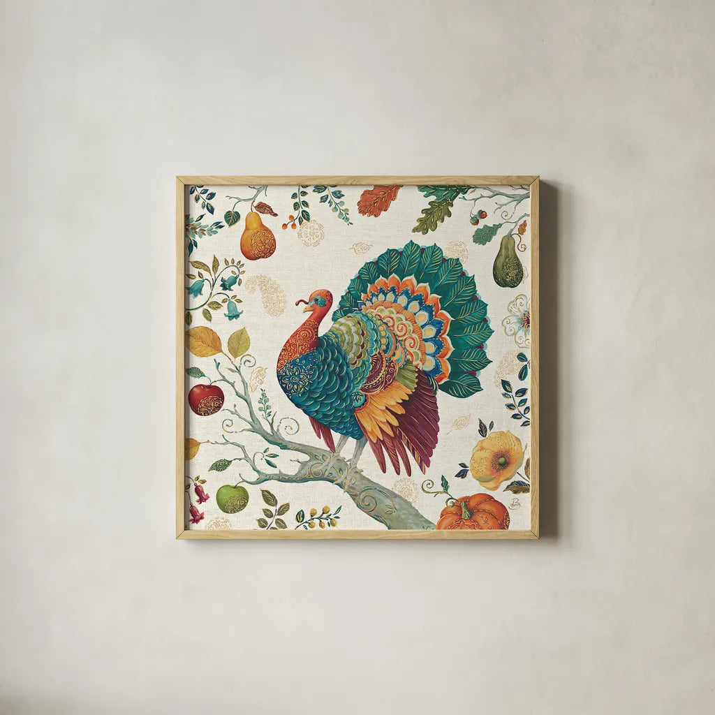 Spice Season IV by Daphne Brissonnet. Shown in a natural wood glass frame for a timeless modern aesthetic. Available as an archival giclee rolled canvas, fine art paper, or poster print. SKU 32235a.