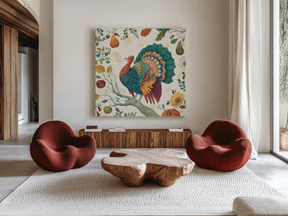Spice Season IV by Daphne Brissonnet. Shown as extra-large giant wall art in a modern living room. Available as an archival giclee rolled canvas, fine art paper, or poster print. SKU 32235a.