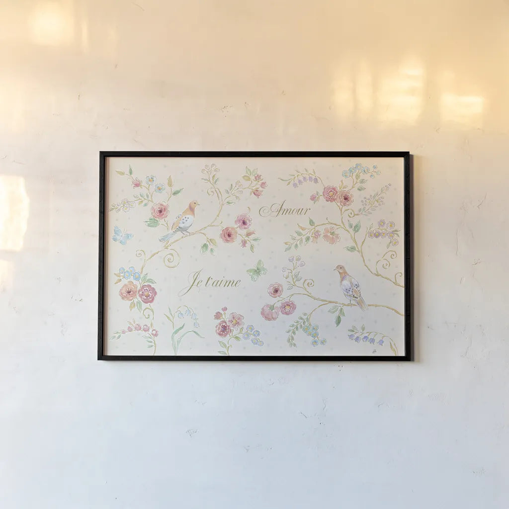 Spring Fling I Light by Daphne Brissonnet. shown as a paper print in a black flame. Available as a archival giclee rolled canvas, fine art paper, or poster print. SKU 69876i.