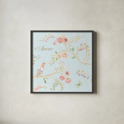 Spring Fling II by Daphne Brissonnet. Shown in a sleek black glass frame for a contemporary gallery look. Available as an archival giclee rolled canvas, fine art paper, or poster print. SKU 69868a.