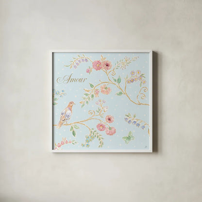 Spring Fling II by Daphne Brissonnet. Shown in a crisp white glass frame for a clean and minimalist style. Available as an archival giclee rolled canvas, fine art paper, or poster print. SKU 69868a.