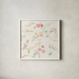 Spring Fling II Light by Daphne Brissonnet. Shown in a crisp white glass frame for a clean and minimalist style. Available as an archival giclee rolled canvas, fine art paper, or poster print. SKU 69877a.