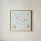Spring Fling III by Daphne Brissonnet. Shown in a natural wood glass frame for a timeless modern aesthetic. Available as an archival giclee rolled canvas, fine art paper, or poster print. SKU 69869a.