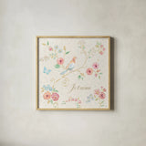 Spring Fling III Light by Daphne Brissonnet. Shown in a natural wood glass frame for a timeless modern aesthetic. Available as an archival giclee rolled canvas, fine art paper, or poster print. SKU 69878a.