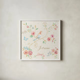 Spring Fling III Light by Daphne Brissonnet. Shown in a crisp white glass frame for a clean and minimalist style. Available as an archival giclee rolled canvas, fine art paper, or poster print. SKU 69878a.