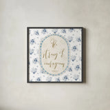 Spring Fling IX Bible Quote by Daphne Brissonnet. Shown in a sleek black glass frame for a contemporary gallery look. Available as an archival giclee rolled canvas, fine art paper, or poster print. SKU 98886a.