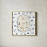 Spring Fling IX Bible Quote by Daphne Brissonnet. Shown in a natural wood glass frame for a timeless modern aesthetic. Available as an archival giclee rolled canvas, fine art paper, or poster print. SKU 98886a.
